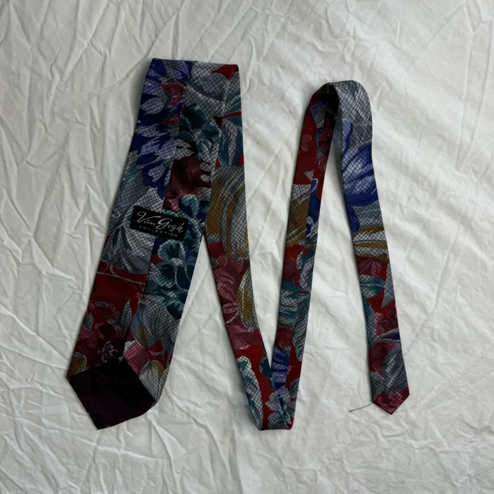 Vincent van Gogh Collection Neck Tie Floral Painting with Grid‎